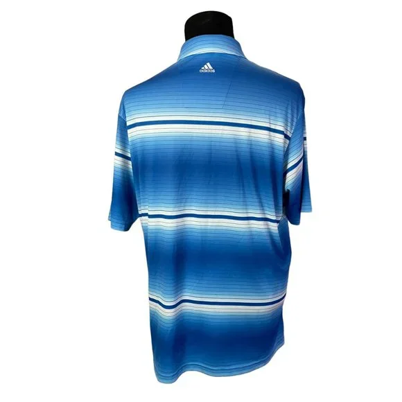 Adidas Men's Climalite Blue Striped Short Sleeve Polo Shirt XL - Picture 5 of 7